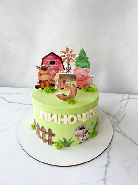 Торт с домиком и цифрой 5
